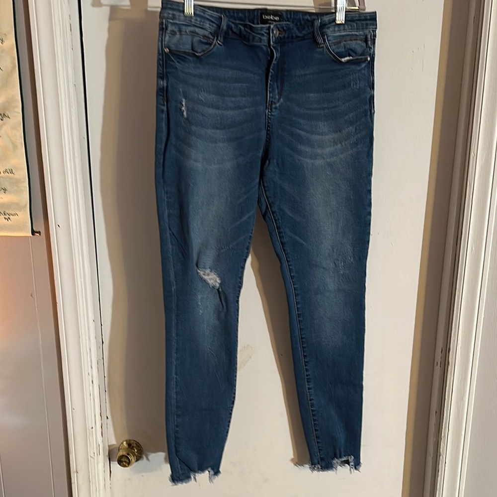 THE BABE COLLECTION Blue Skinny Jeans with Raw-Edge Hem